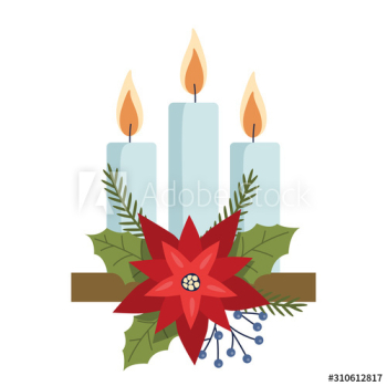Christmas candle with poinsettia Christmas candle with poinsettia
