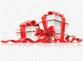 Christmas card Greeting card New Year Postcard - Red Ribbon Gift 
