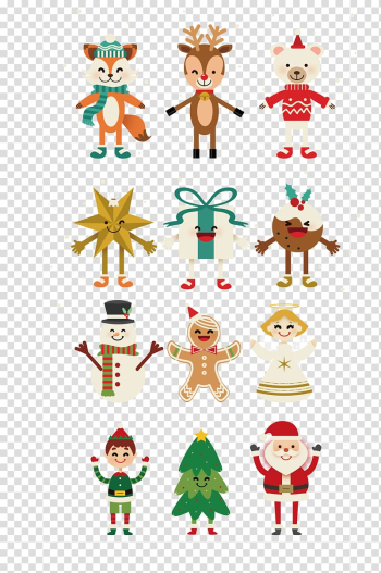 Christmas characters , Cartoon Christmas, cartoon snowman transparent background PNG clipart