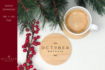 Christmas Coaster Mockup | Blank Coaster mockup | JPG | PSD Christmas Coaster Mockup | Blank Coaster mockup | JPG | PSD
