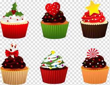 Christmas Cupcakes Christmas cake Candy cane Birthday cake, cupcake transparent background PNG clipart