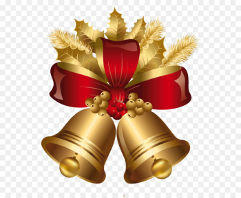 Christmas decoration Jingle bell Gold - Golden and Red Christmas Bells PNG Clipart 