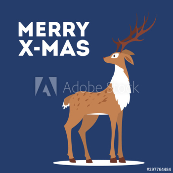 Christmas deer standing in the snow