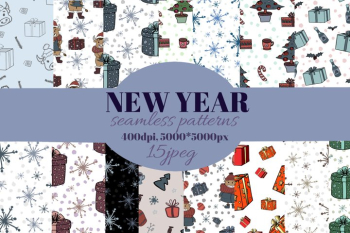 Christmas digital paper. Christmas cute scandi patterns.