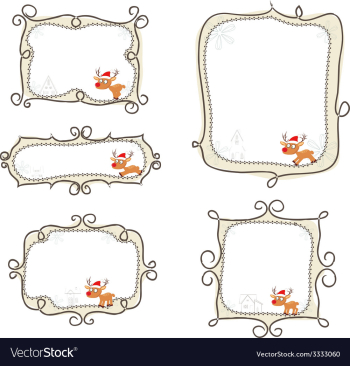 Christmas doodle boder with deer vector image Christmas doodle boder with deer vector image