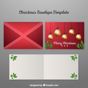 Christmas envelope template with baubles Christmas envelope template with baubles