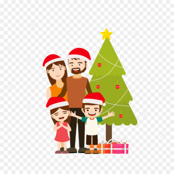 Christmas Family Gift Illustration - Vector illustration Family Christmas 