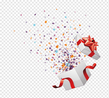 Christmas gift Birthday, open box courtesy, ribbon, people, heart png