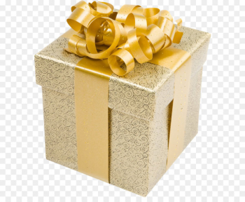 Christmas gift Gold Clip art - Cream Present Box with Gold Bow PNG Clipart 