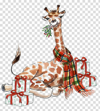 Christmas giraffe transparent background PNG clipart