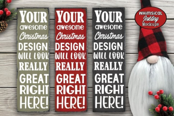 Christmas Gnome Vertical Sign Mockup Christmas Gnome Vertical Sign Mockup