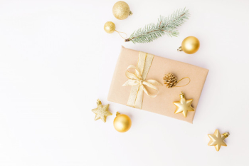 Christmas golden decoration on white Christmas golden decoration on white