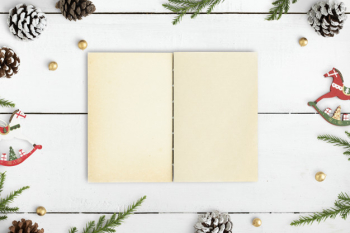Christmas illustrations in a notebook mockup Free Psd Christmas illustrations in a notebook mockup Free Psd
