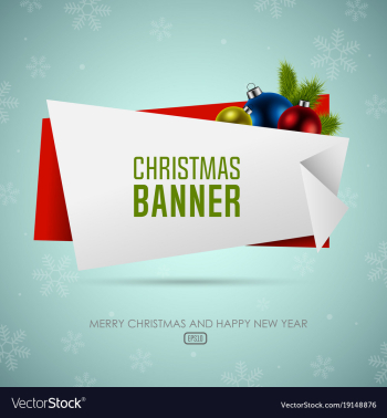 christmas origami banner with balls