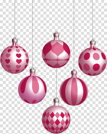 Christmas ornament Ball , pink decoration balls transparent background PNG clipart