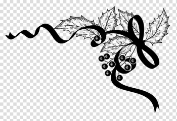 Christmas ornaments brushes, black leaf and tie illustration transparent background PNG clipart
