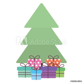 christmas pine tree with gifts presents christmas pine tree with gifts presents