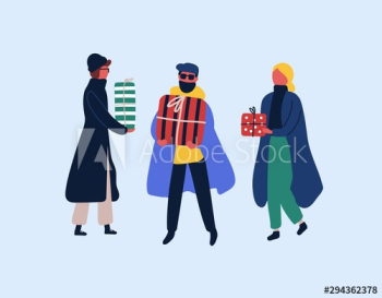 Christmas presents buying flat vector illustration Christmas presents buying flat vector illustration