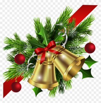 Christmas Red Bow And Bells Corner Transparent Png - Christmas Corner Border Png