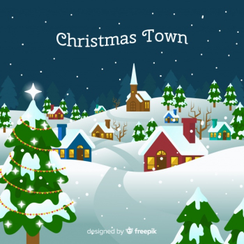 Christmas town background in flat design Christmas town background in flat design