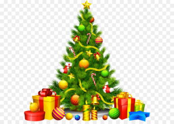 Christmas tree Christmas ornament Clip art - Large Transparent Christmas Tree with Presents Clipart 