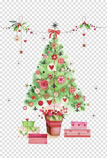 Christmas tree Christmas ornament Watercolor painting , christmas tree transparent background PNG clipart