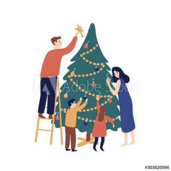 Christmas tree decoration flat vector illustration Christmas tree decoration flat vector illustration