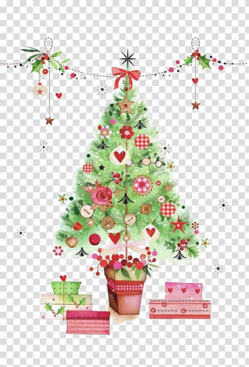 Christmas tree illustration, Christmas tree Watercolor painting Designer, Watercolor Christmas tree transparent background PNG clipart