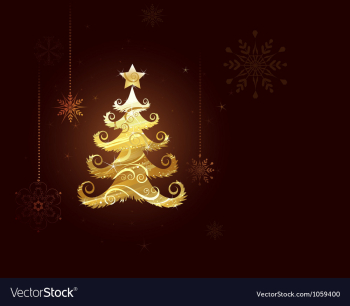 Christmas tree of gold foil vector image Christmas tree of gold foil vector image