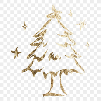 Christmas tree png sticker, gold | Free PNG Illustration - rawpixel