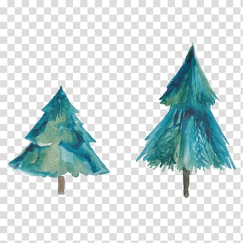 Christmas tree Watercolor painting, Two Christmas tree transparent background PNG clipart