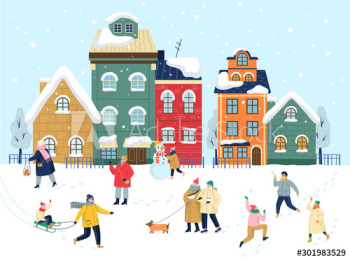Christmas winter town vector illustration Christmas winter town vector illustration