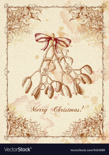 Christmas with mistletoe vector image Christmas with mistletoe vector image