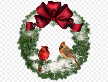 Christmas Wreath Clip art - Transparent Christmas Wreath with Birds 