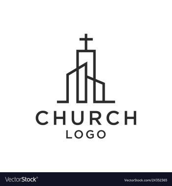 church christian line art logo design