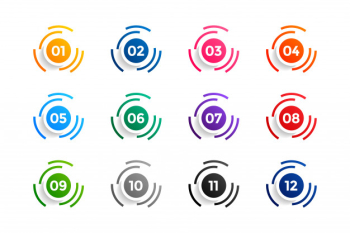 Circle number bullet points set from one to twelve Free Vector Circle number bullet points set from one to twelve Free Vector