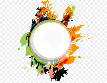 Circle Watercolor painting Clip art - Colorful abstract watercolor ink ring 