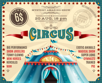 Circus performance announcement retro poster Free Vector Circus performance announcement retro poster Free Vector