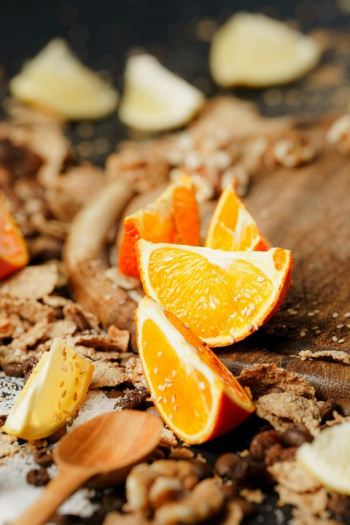 Citrus Fruits and Spices on Rustic Table Citrus Fruits and Spices on Rustic Table