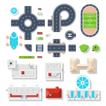 City element top view set City element top view set