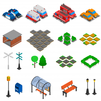 City infrastructure elements set City infrastructure elements set