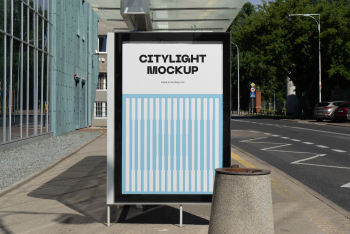 Citylight on a Bus Stop PSD Mockup