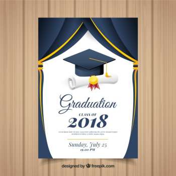 Classic graduation invitation template with flat design Free Vector Classic graduation invitation template with flat design Free Vector