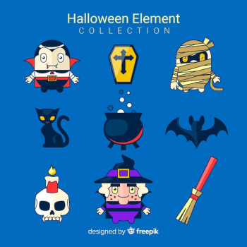 Classic halloween element collection with flat design