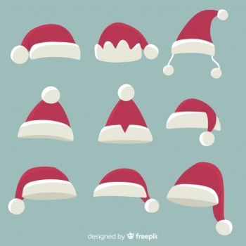 Classic santa's hat collection with flat design Classic santa's hat collection with flat design