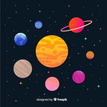 Classic solar system scheme with flat design Classic solar system scheme with flat design