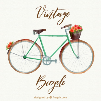 Classic watercolor retro bicycle background Classic watercolor retro bicycle background