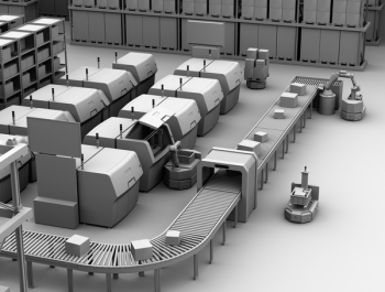Clay model rendering of AGV picking parts from metal 3D printer....
