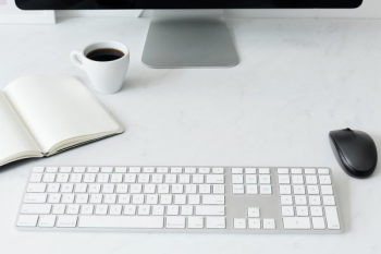 Clean Workstation With Coffee Clean Workstation With Coffee