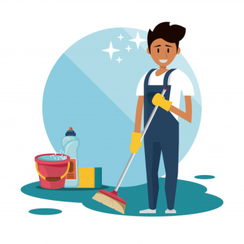 Cleaner with cleaning products housekeeping service Free Vector Cleaner with cleaning products housekeeping service Free Vector